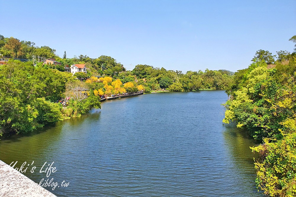 湖畔遠眺彌勒佛×黃花風鈴木拍照點在這裡！湖畔季節限定美景～ - yukiblog.tw