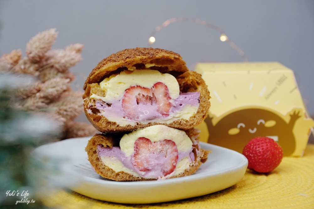 草莓甜點【品好乳酪】熱戀草莓乳酪泡芙~整顆草莓夾在大泡芙裡!(門市資訊) - yukiblog.tw