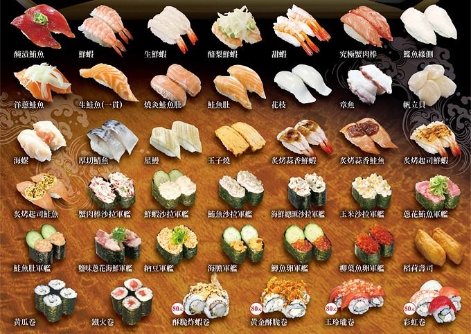 回转寿司菜单图片
