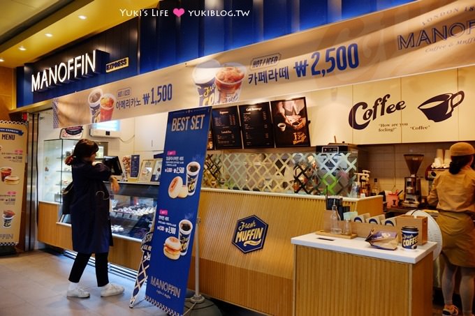 韓國首爾【倫敦COFFEE Manoffin】以瑪芬蓋子咖啡聞名×速食漢堡隨手帶著走有點像麥當當早餐 - yukiblog.tw