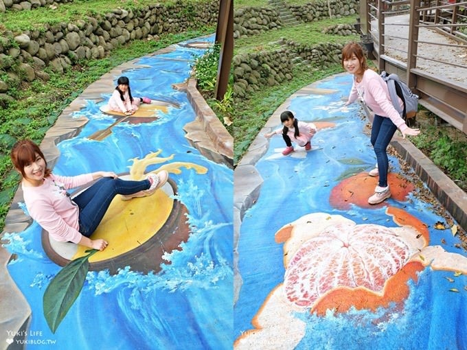 新竹最新3D彩繪步道拍照景點【峨眉湖步道】跟著巨型橘子來趟急流水道之旅(峨眉湖停車場)